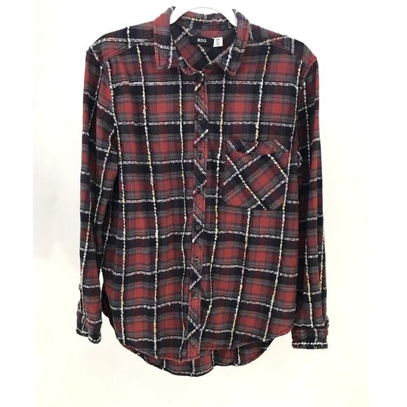 BDG Red Black Plaid Flannel Button Down Shirt Womens M - Picture 2 of 9